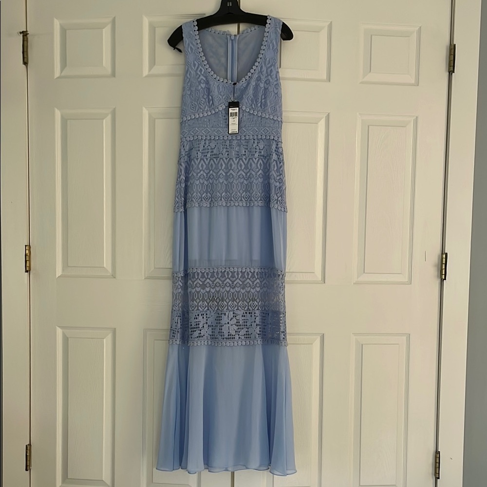Elegant Blue Lace Maxi Dress